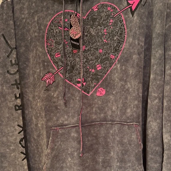 Betsy Johnson Torrid Gray Wash Arrow Heart Hoodie Dress Size 3X - Picture 8 of 11